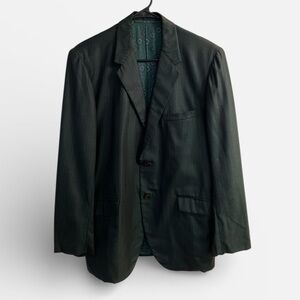 Vintage Dark Academia Green Blazer | Moody Prep • 90s Minimalist Tailored Jacket